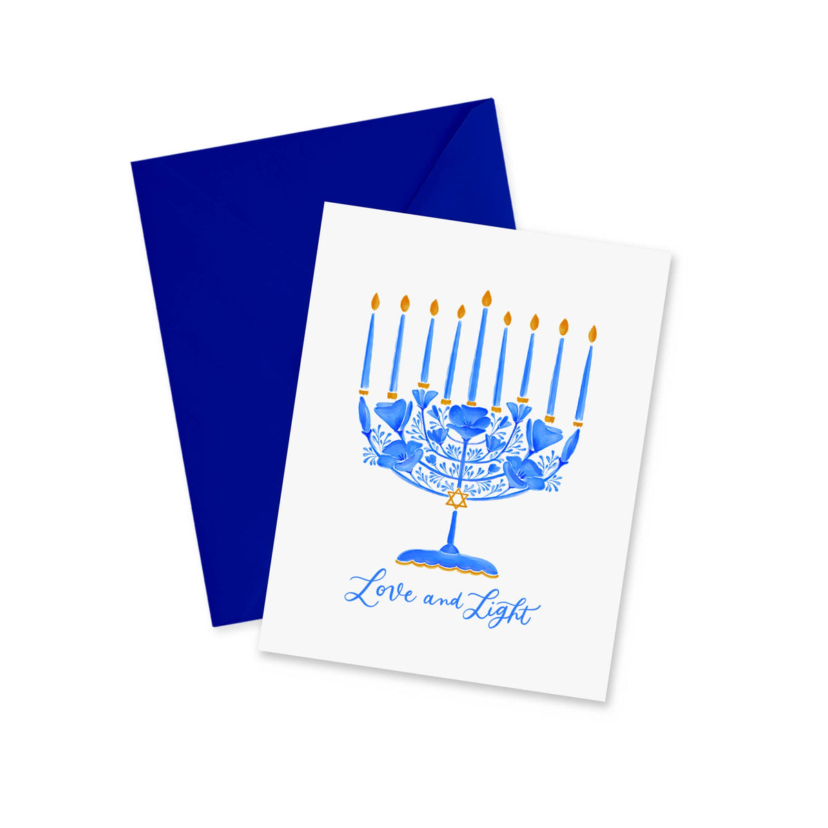 doodles.ink. - Poppies Menorah Hanukkah Card - Holiday Notecard