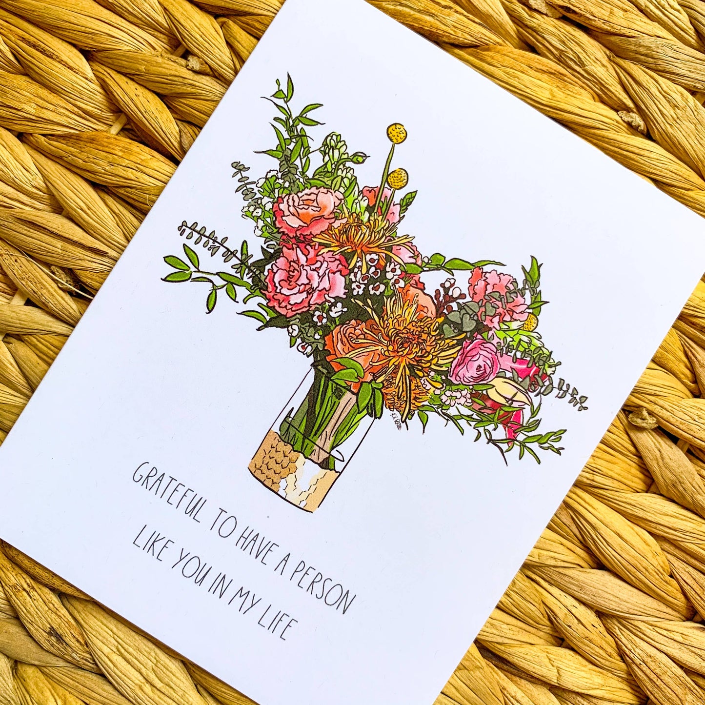 Bean Horse Car - Grateful For You Bouquet Greeting Card
