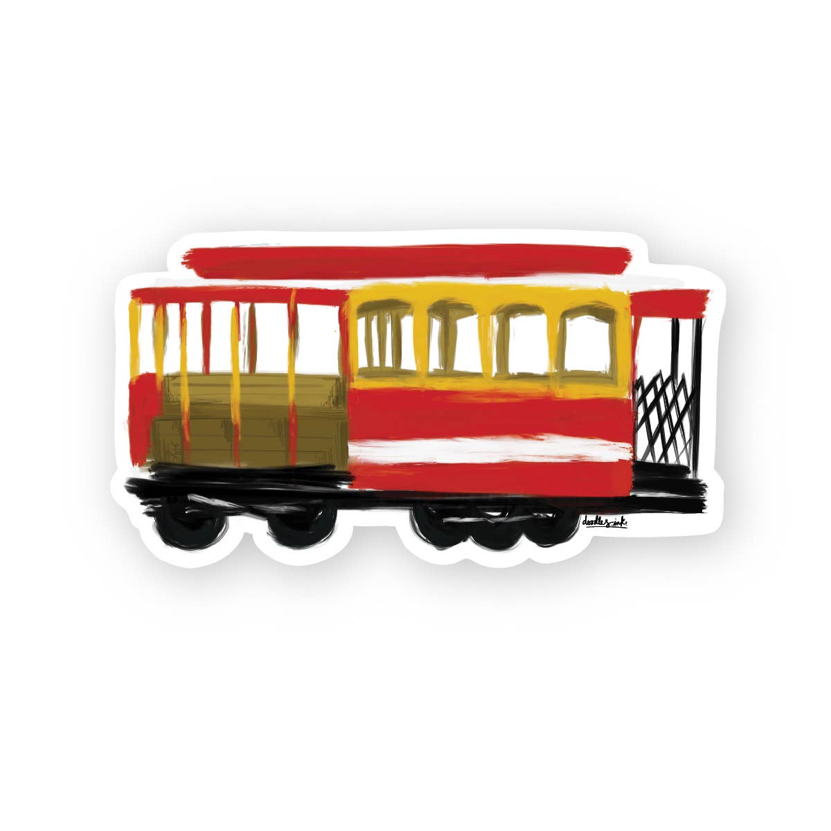 doodles.ink. - Cable Car Sticker