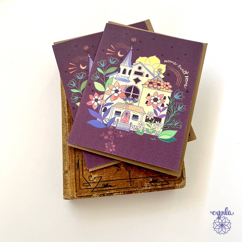 Cynla - Flower House Card - New Home moving card home sweet home