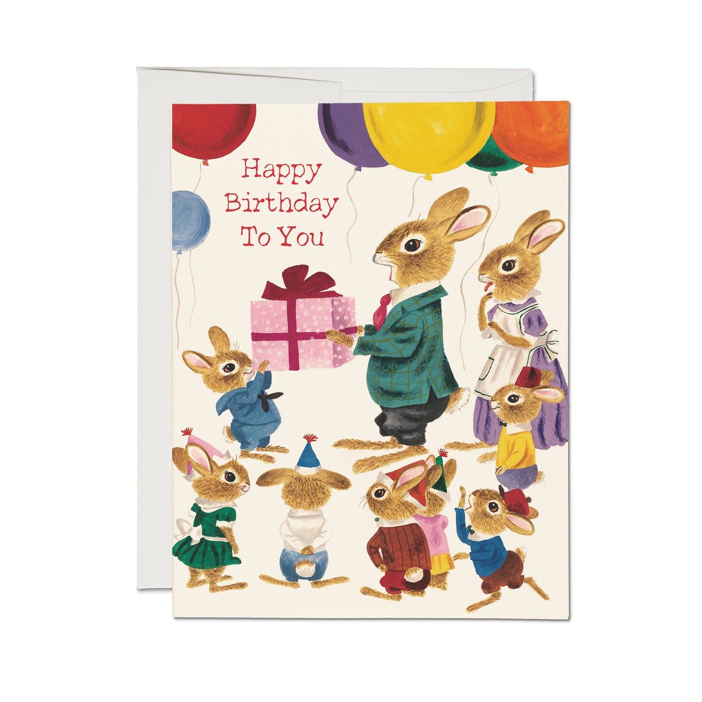 Red Cap Cards - Richard Scarry Rabbit Party greeting card: Single