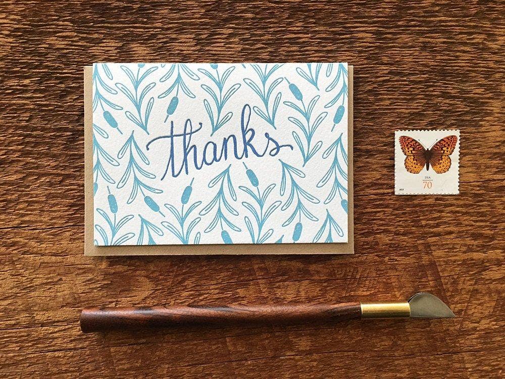 Noteworthy Paper & Press - Cattail Thanks Card: Single Card