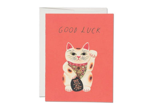 Red Cap Cards - Good Luck Kitty encouragement greeting card