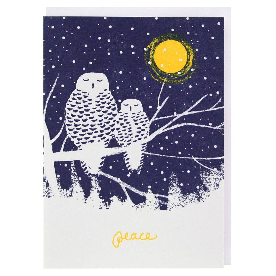 Smudge Ink - Peaceful Owls Holiday Card (e.b. goodale): Single card