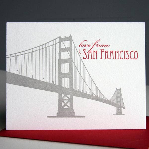 Steel Petal Press - Love from the San Francisco Bridge - Regional Greeting Card: Single card