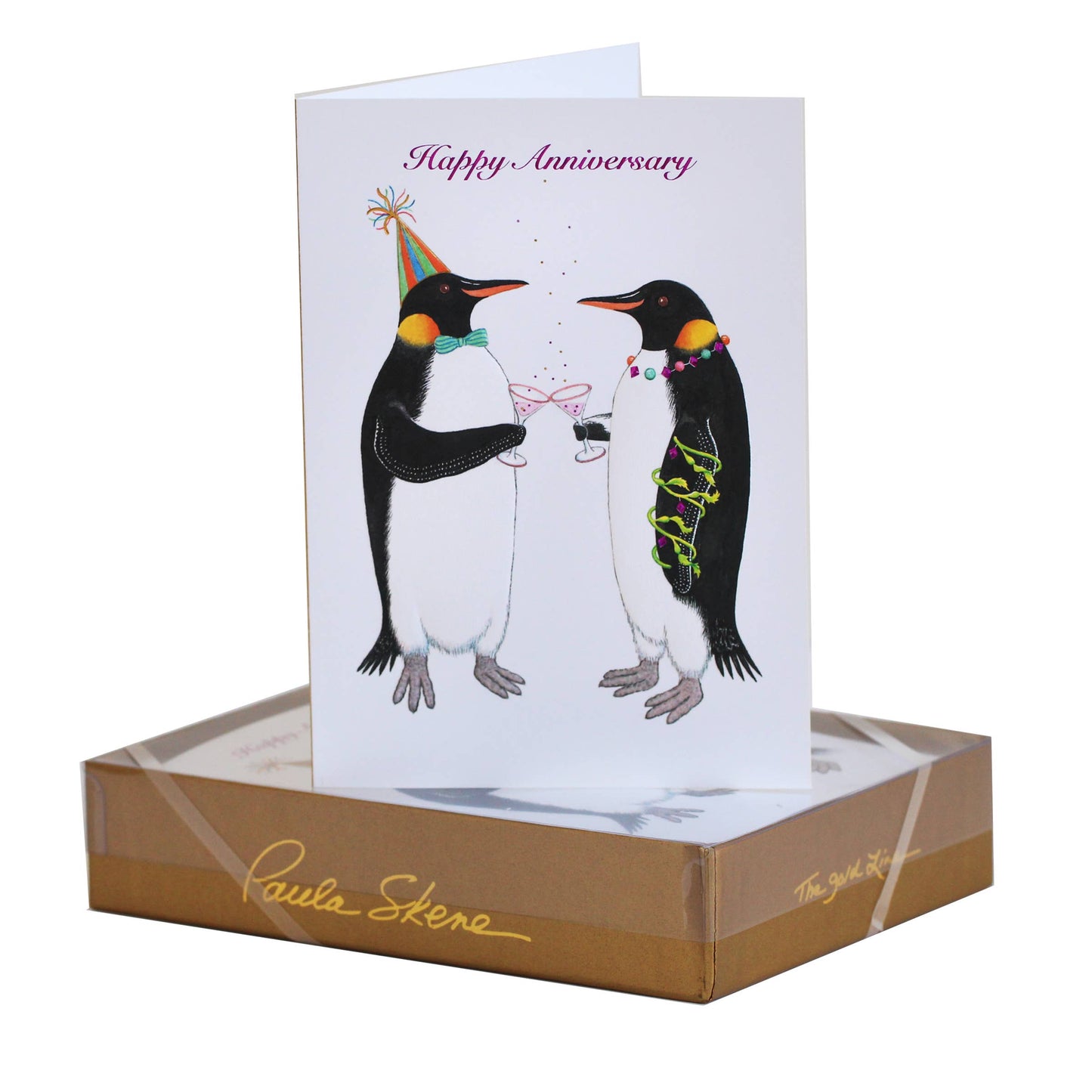PAULA SKENE DESIGNS - Toasting Penguins Anniversary Card