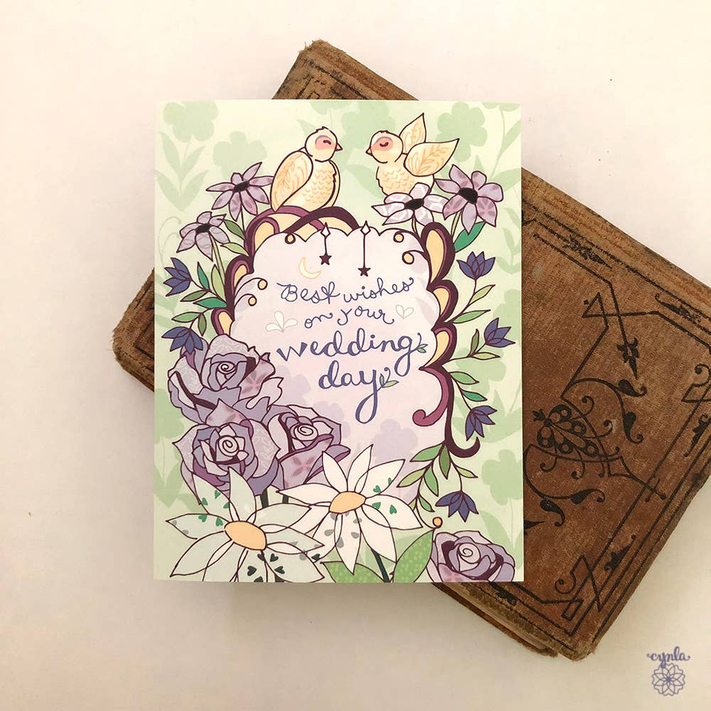 Cynla - Wedding birds greeting card - happy wedding wishes