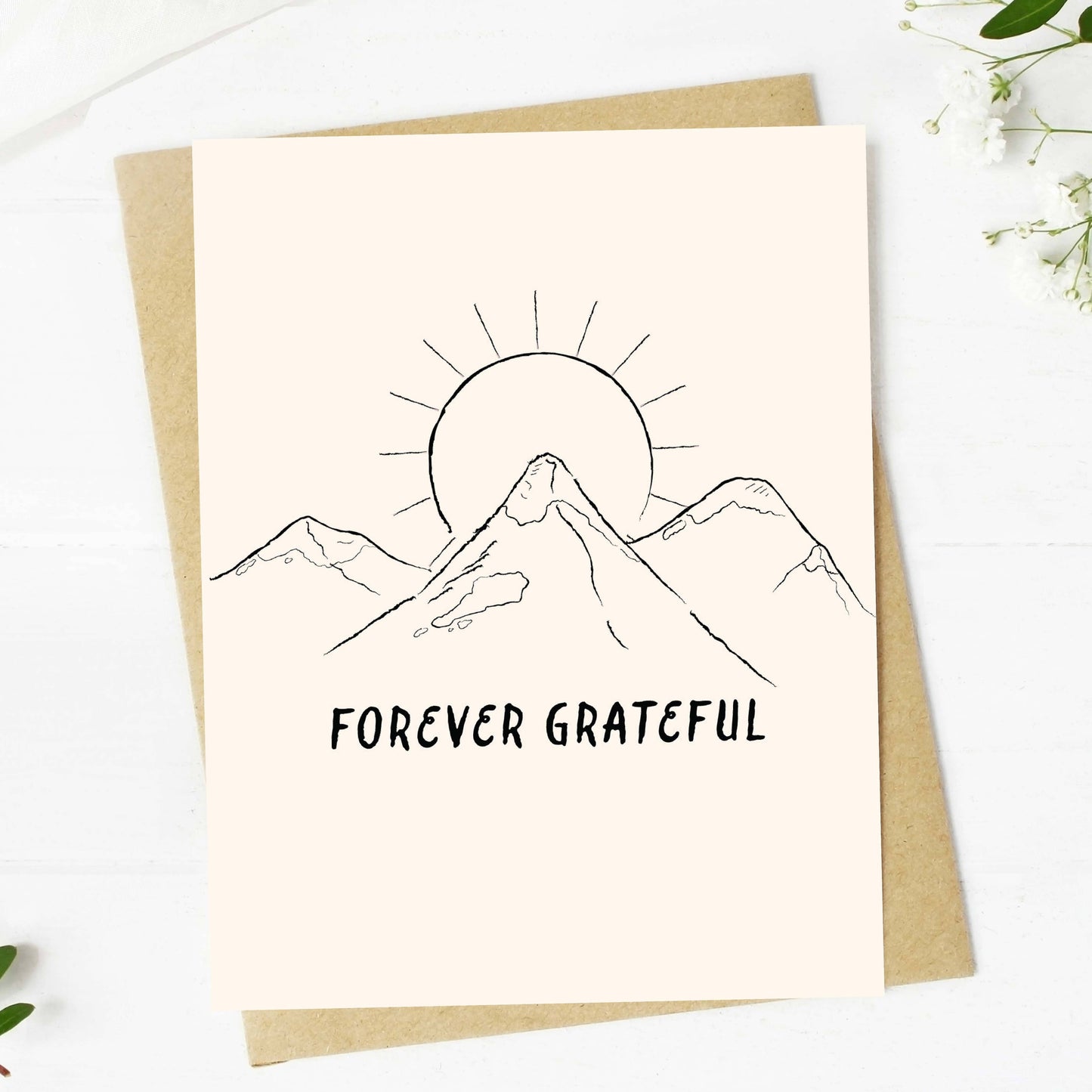 Big Moods - "Forever grateful" Mountain Sunshine Thank You Card