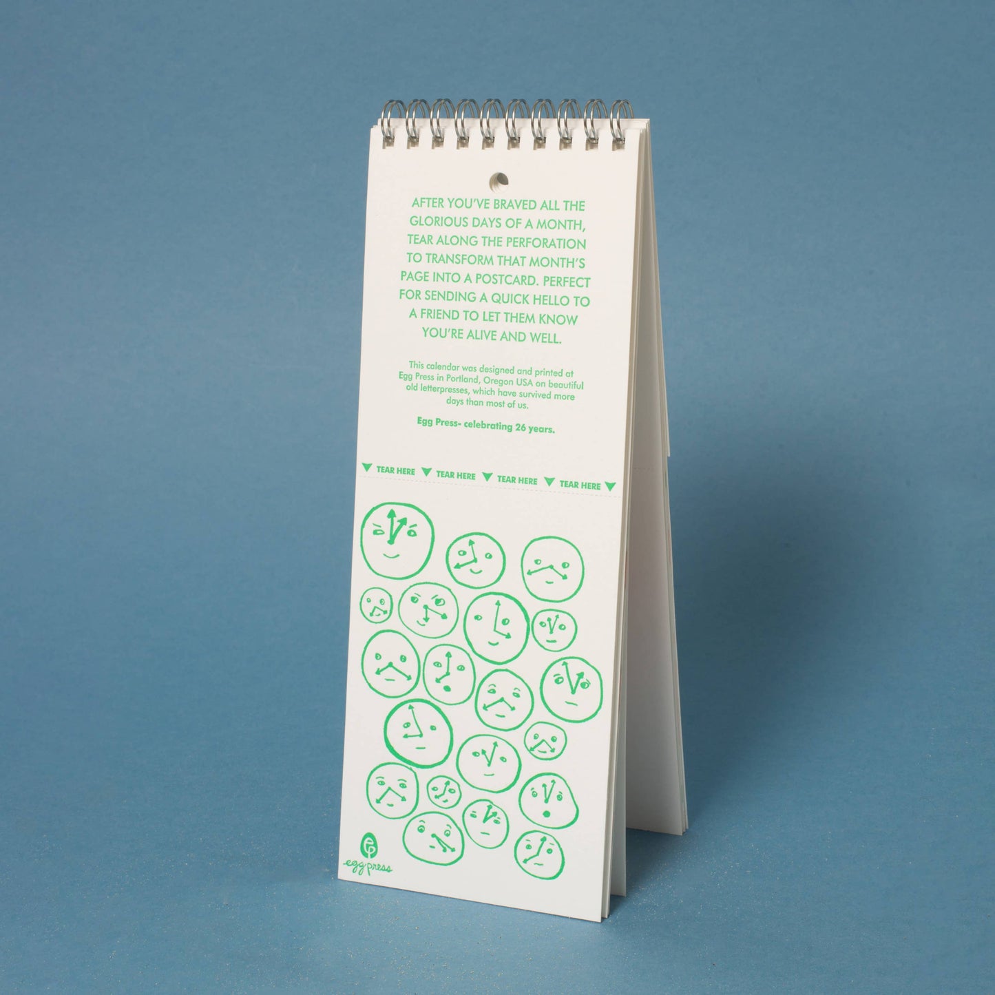 Egg Press Manufacturing - 2026 Letterpress Postcard Wall Calendar