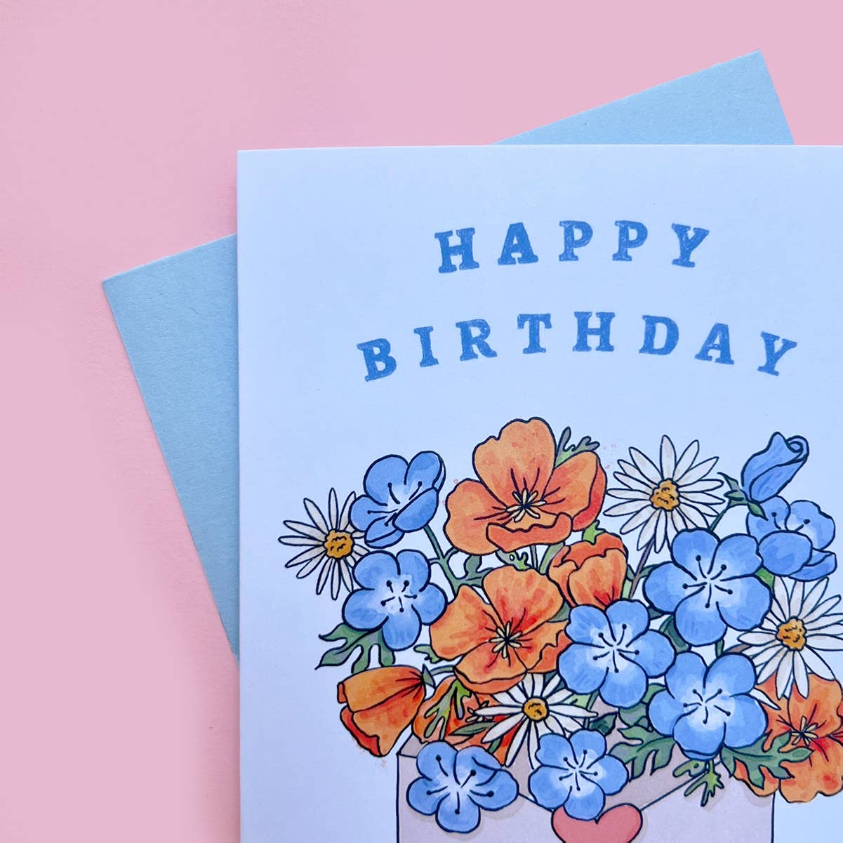 Brenna Daugherty Illustration - California Wildflowers Envelope Birthday Card