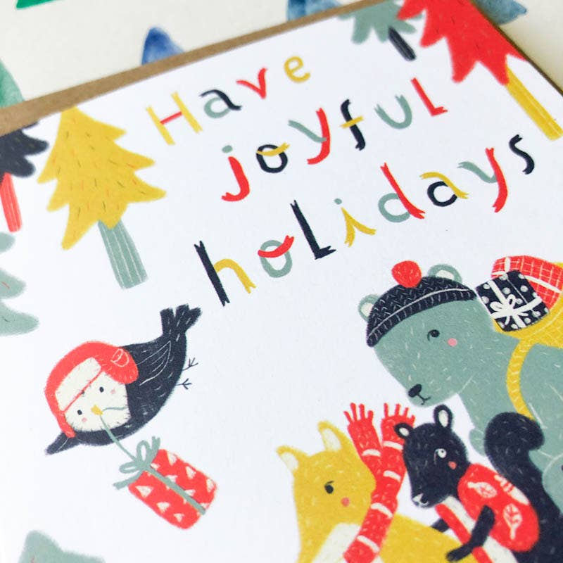Honeyberry Studios - Joyful Woodland Animals Holiday Greeting Card