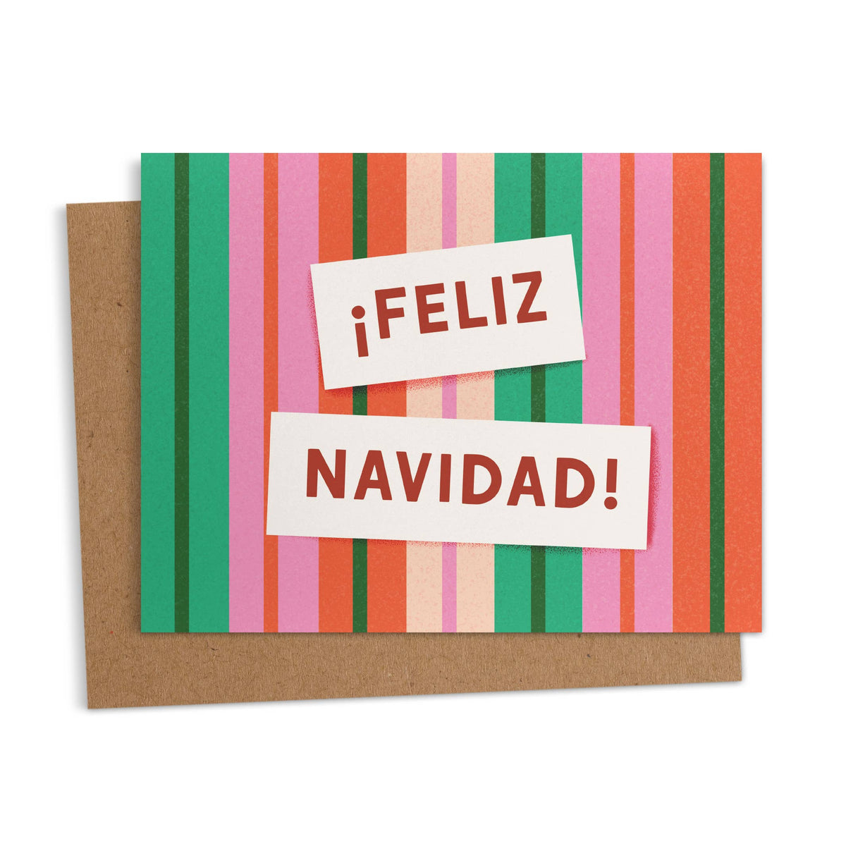 Ana Peake - Feliz Navidad Stripes Spanish Christmas Greeting Card