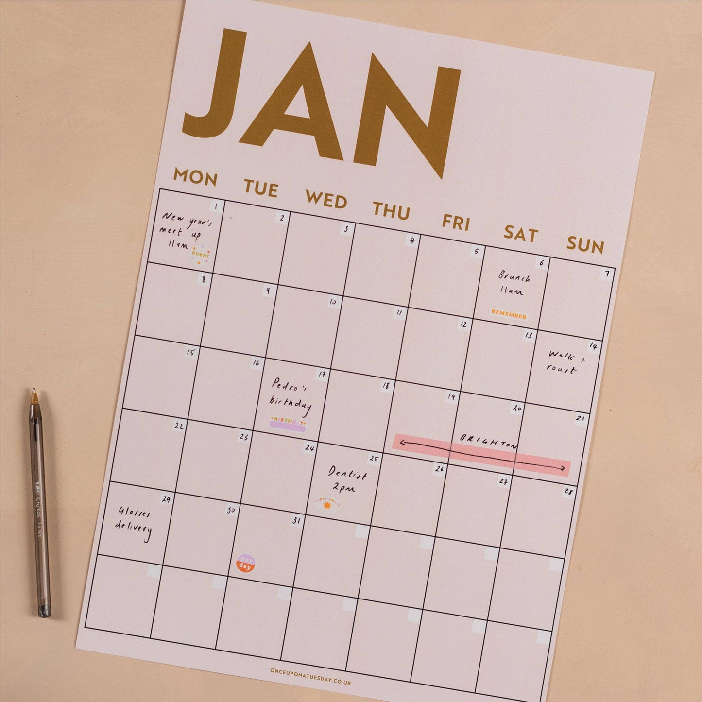 Good Tuesday (Once Upon a Tuesday) - Monthly Undated A3 Wall Planner | 12 Pages | Simply Bright
