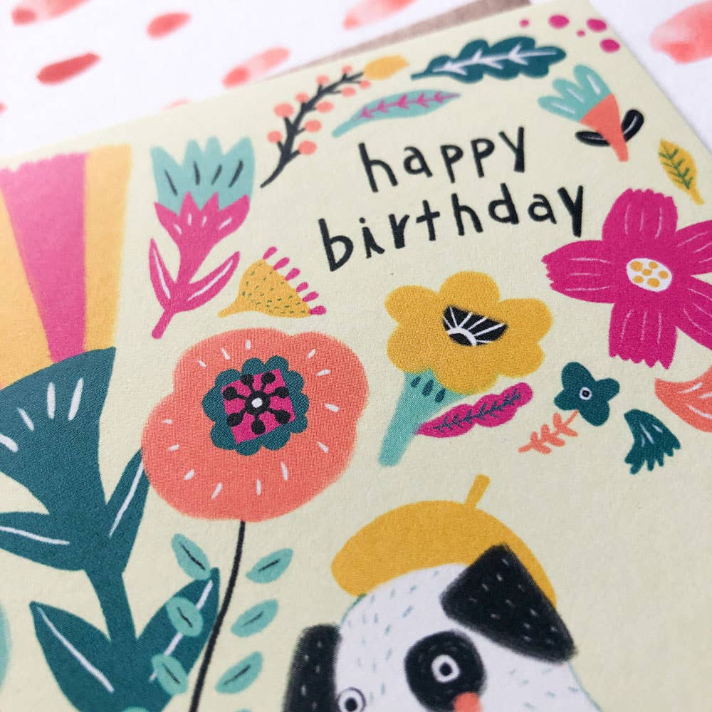 Honeyberry Studios - Dog on Bicycle Birthday Greeting Card