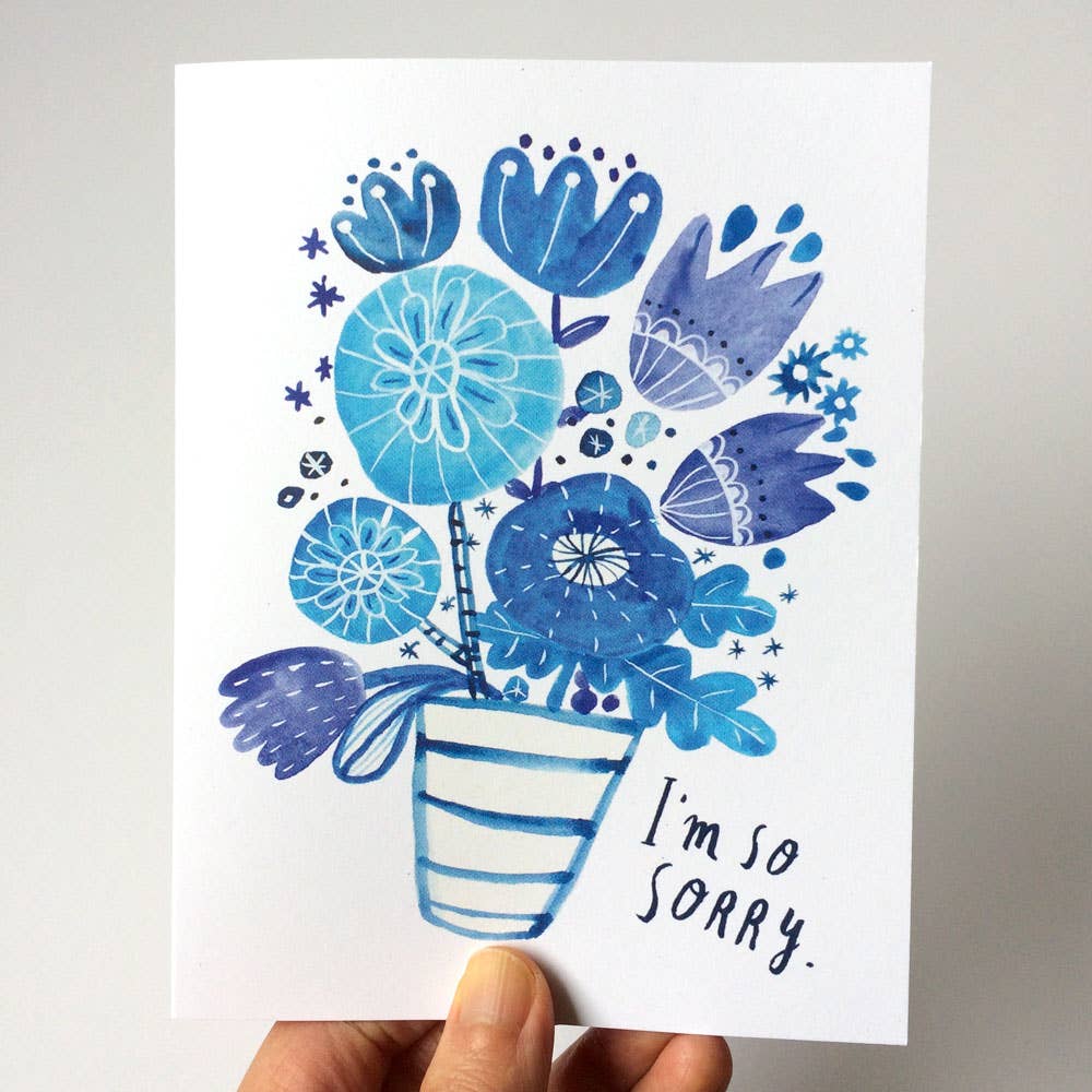 Honeyberry Studios - Blue Bouquet Sympathy Greeting Card