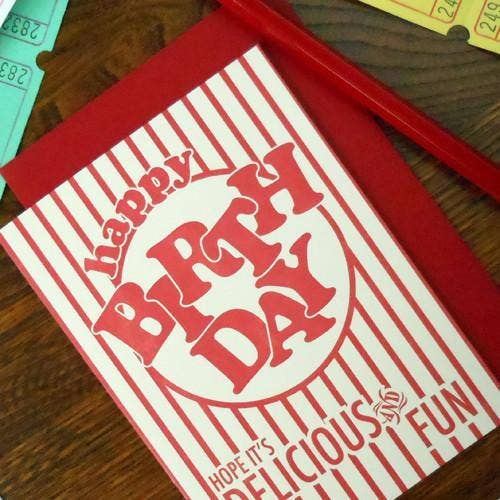 a. favorite design - Popcorn Package Birthday: A2 5.5" x 4.25"