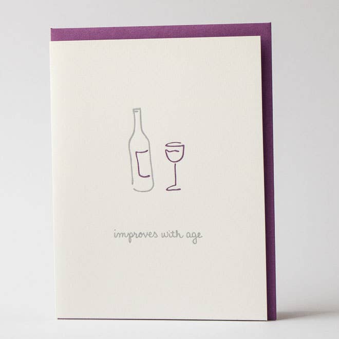 Albertine Press - Improves With Age - Wine Greeting Card