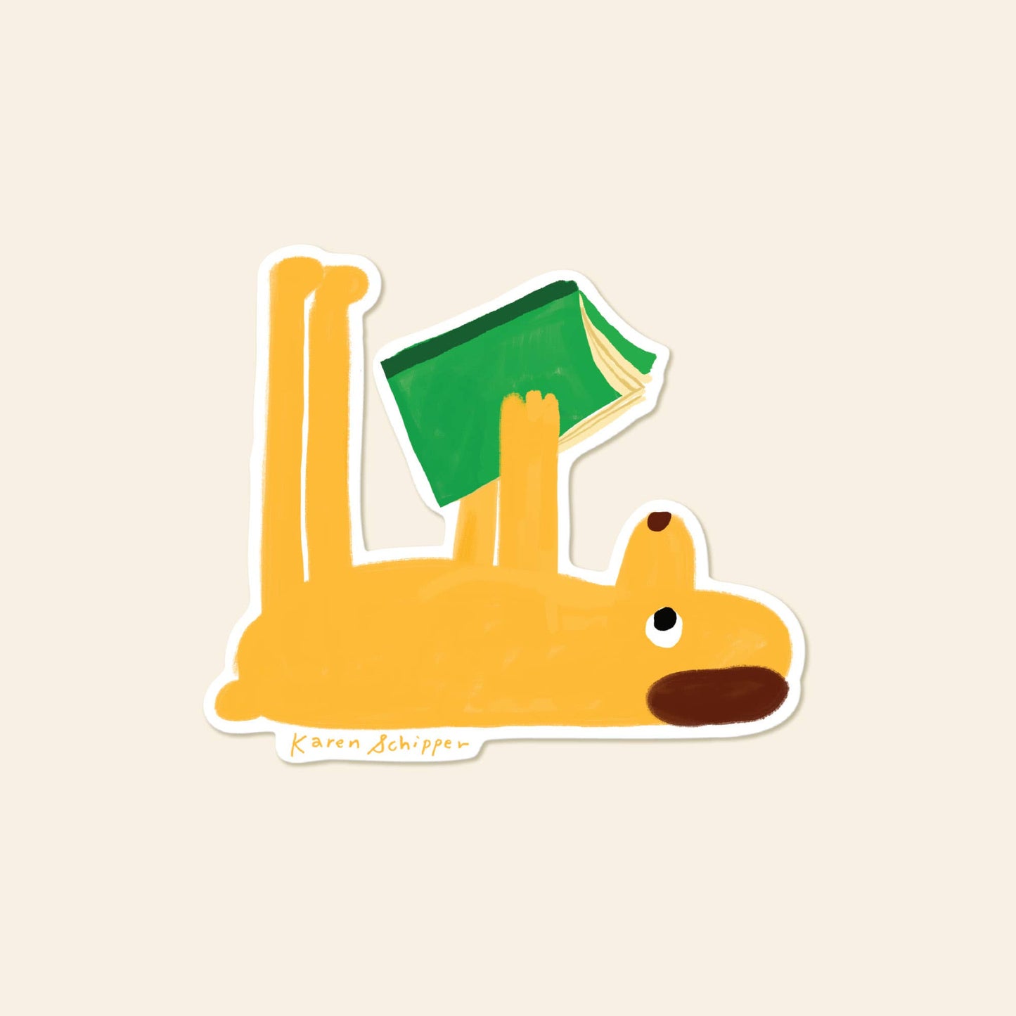 Karen Schipper - Reading Dog Sticker – Cute Book Vinyl Sticker