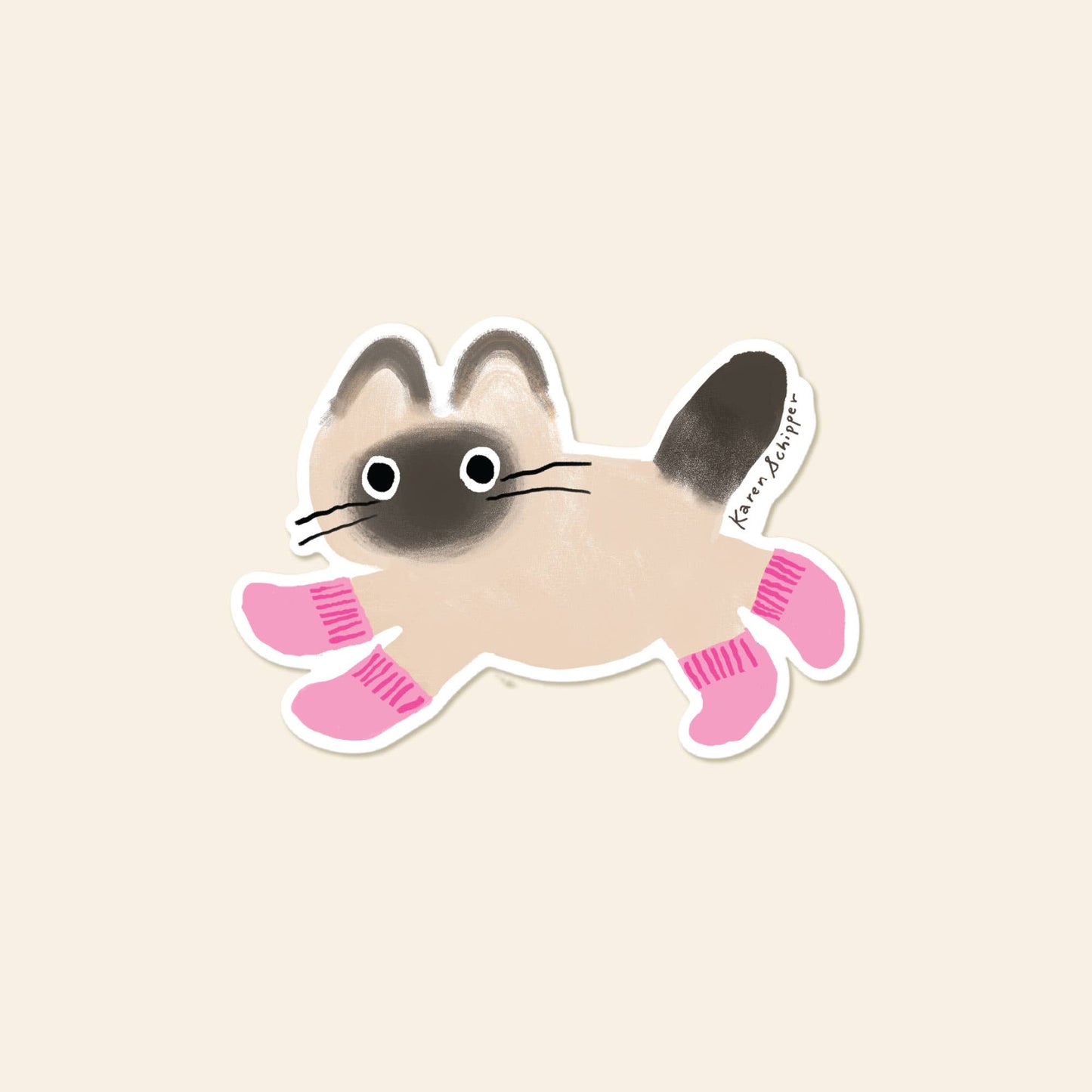 Karen Schipper - Cat Socks Sticker - Cute Cat Lover Sticker