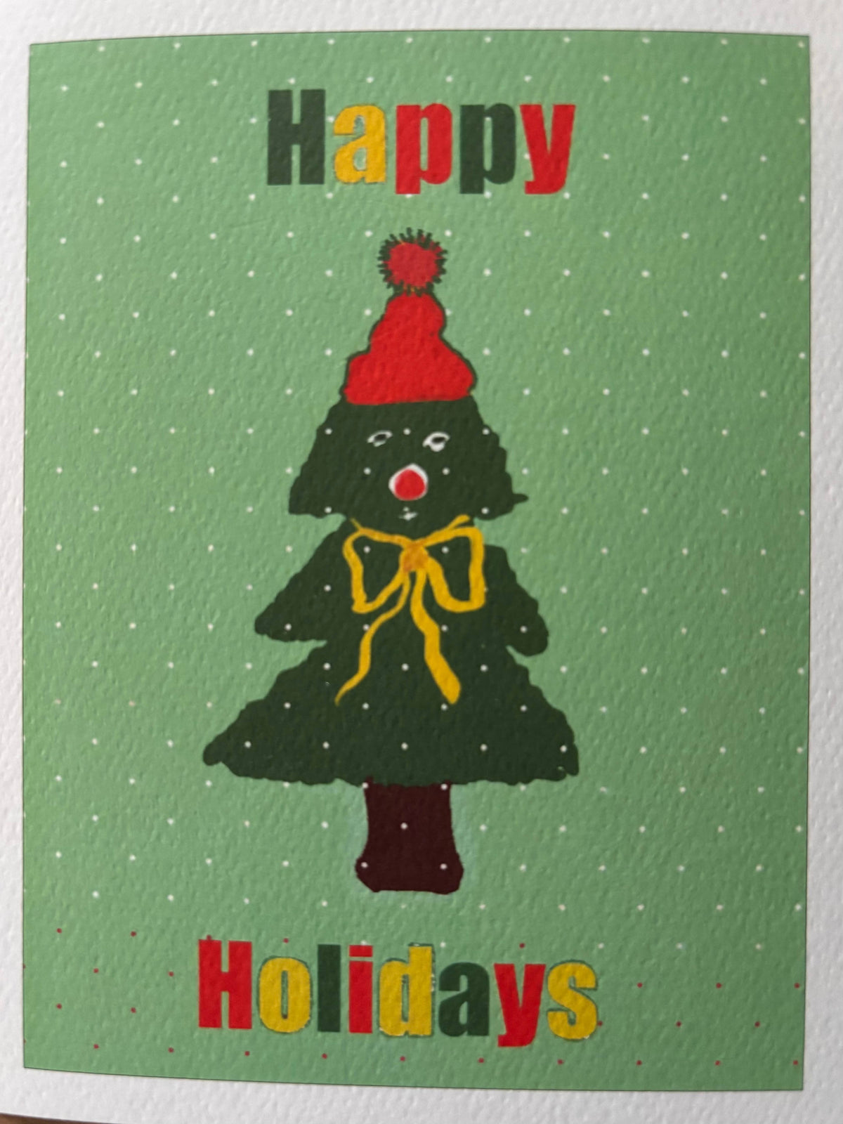 Bernie Street Studios - Cheerful Happy Holidays red-nosed tree dog card