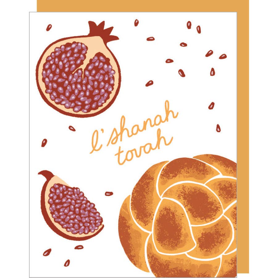 Smudge Ink - Challah & Pomegranates Rosh Hashanah Card
