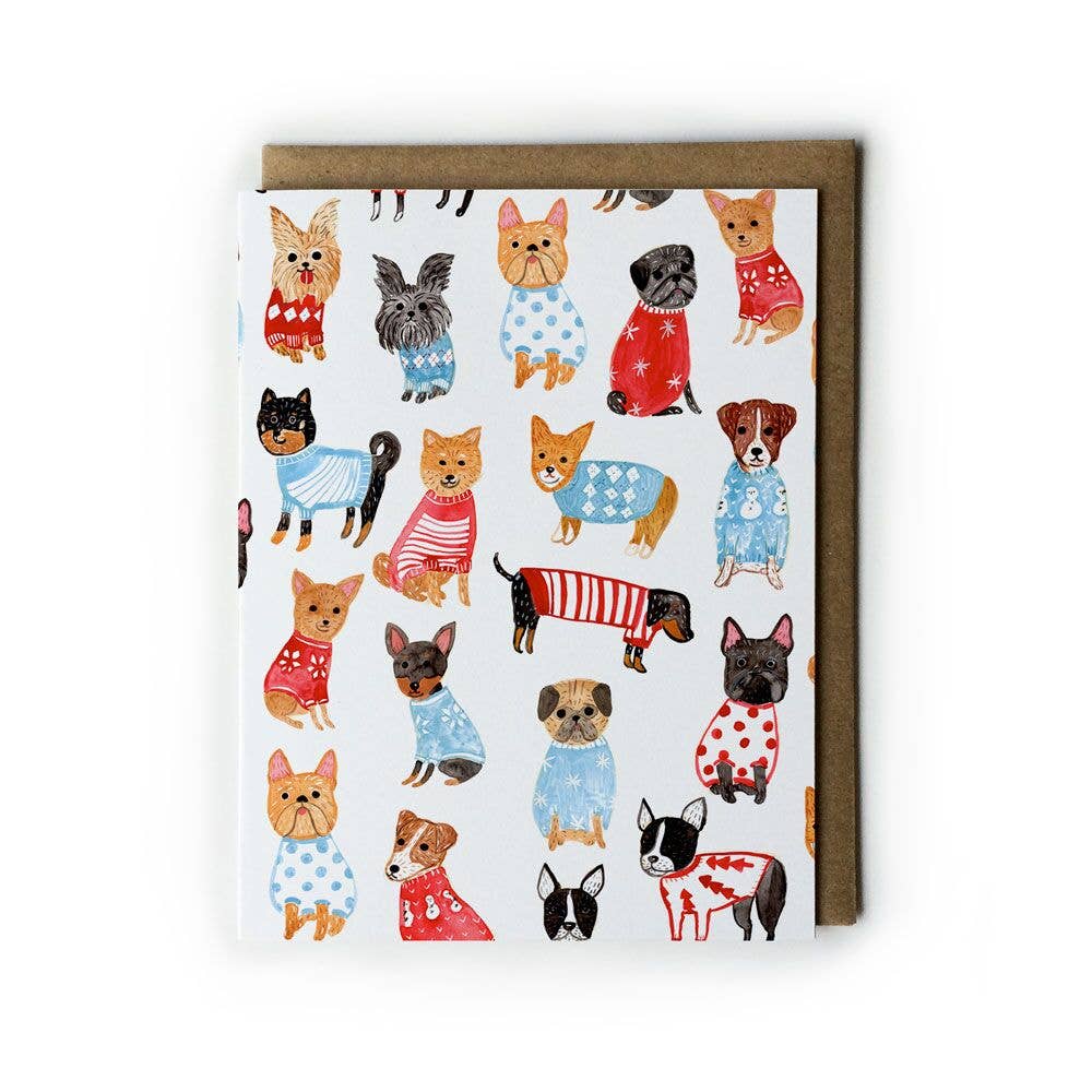 Honeyberry Studios - Dogs in Sweater Holiday Greeting Card