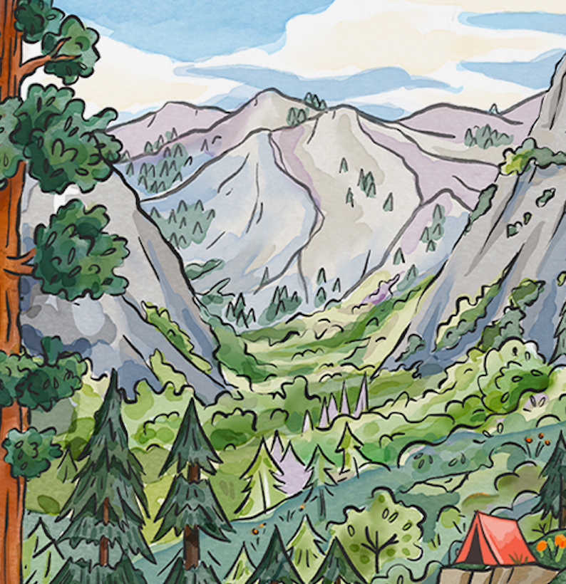 Brenna Daugherty Illustration - Happy Birthday Wilderness Adventure Card