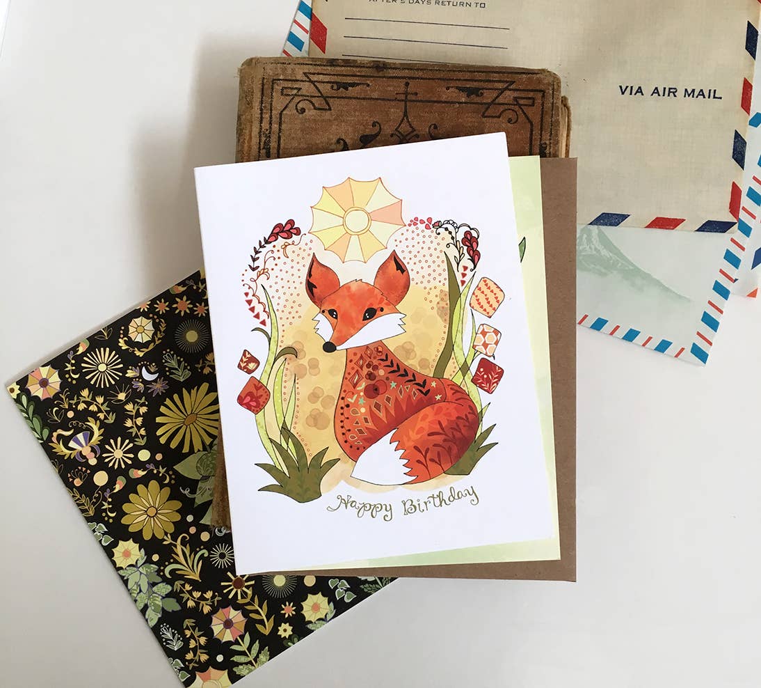 Cynla - Sun Fox Birthday Card