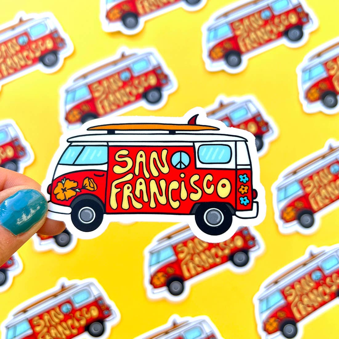 Brenna Daugherty Illustration - San Francisco Surf Van Sticker