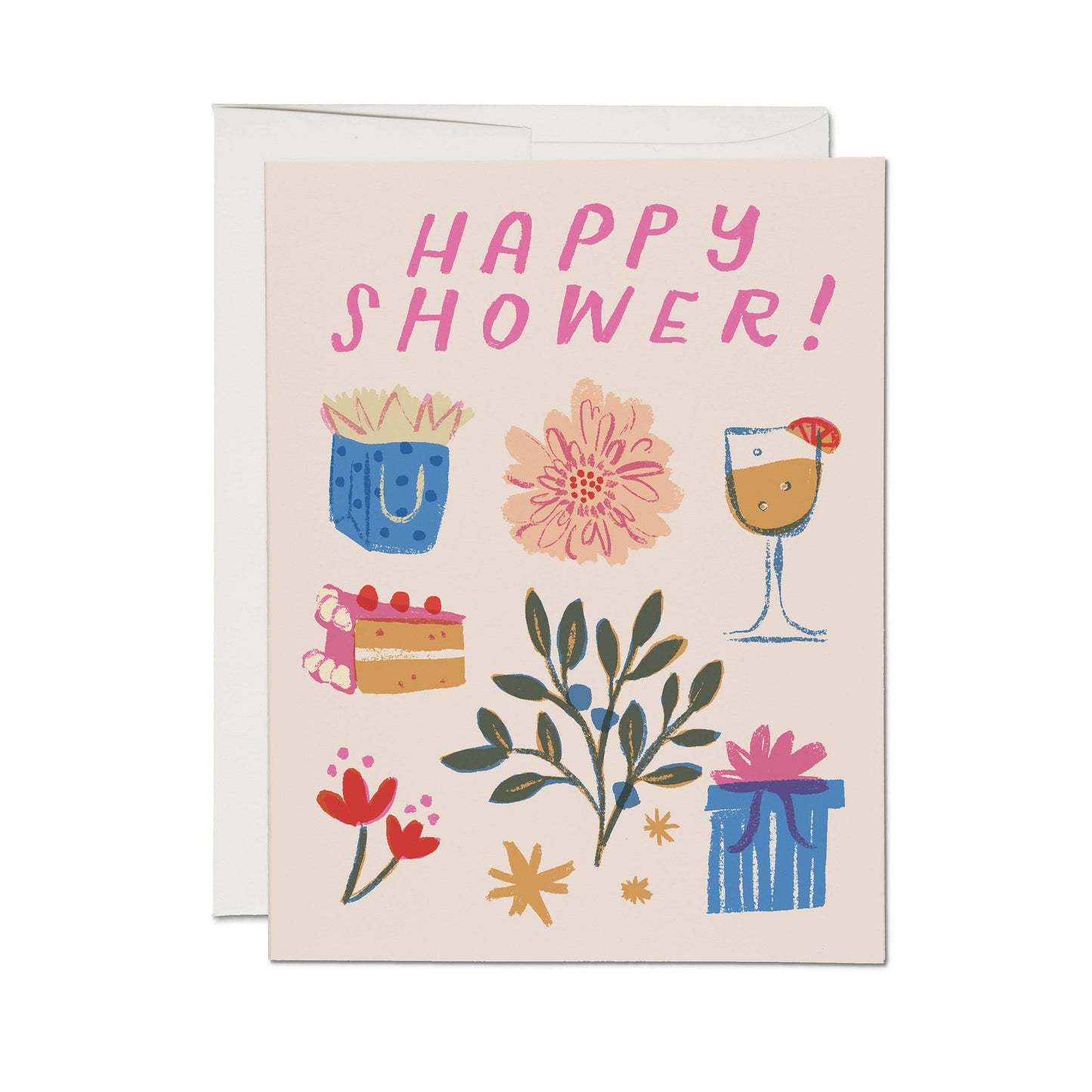 Red Cap Cards - Joyful Shower greeting card: Single