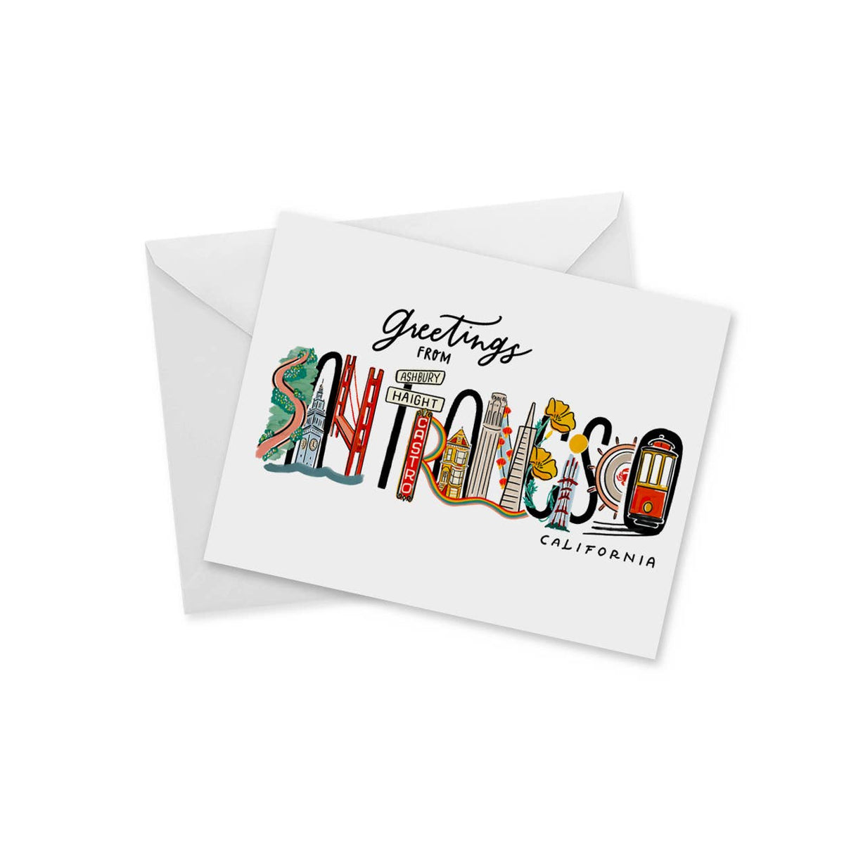 doodles.ink. - Greetings from San Francisco - Landmark Lettering Notecard: Individual