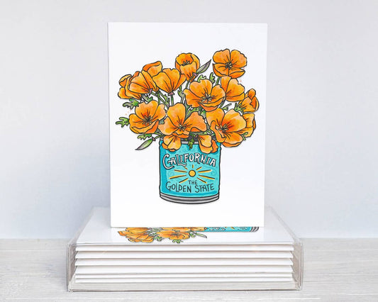 Brenna Daugherty Illustration - California Poppy Bouquet Card