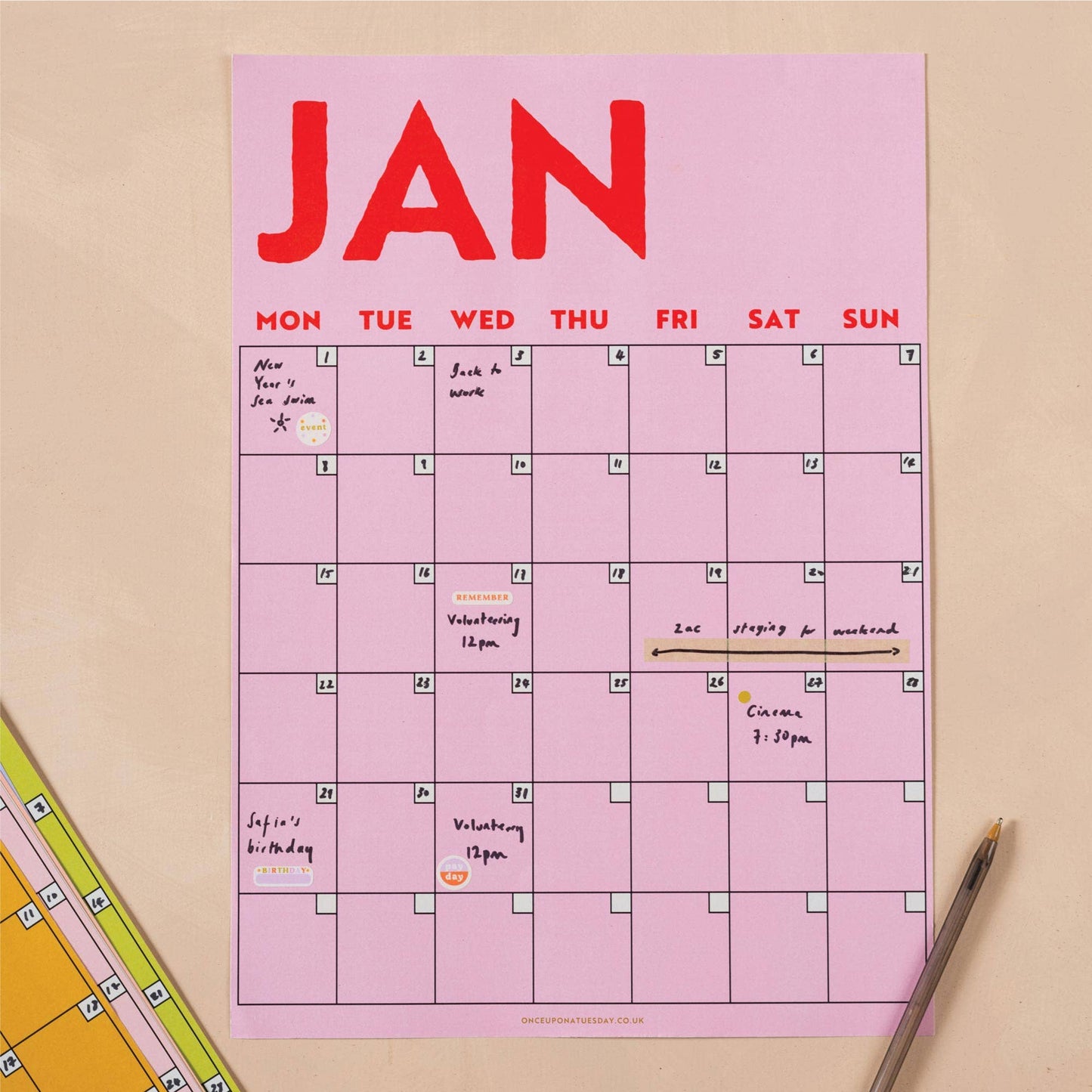 Good Tuesday (Once Upon a Tuesday) - Monthly Undated A3 Wall Planner | 12 Pages | Colourburst