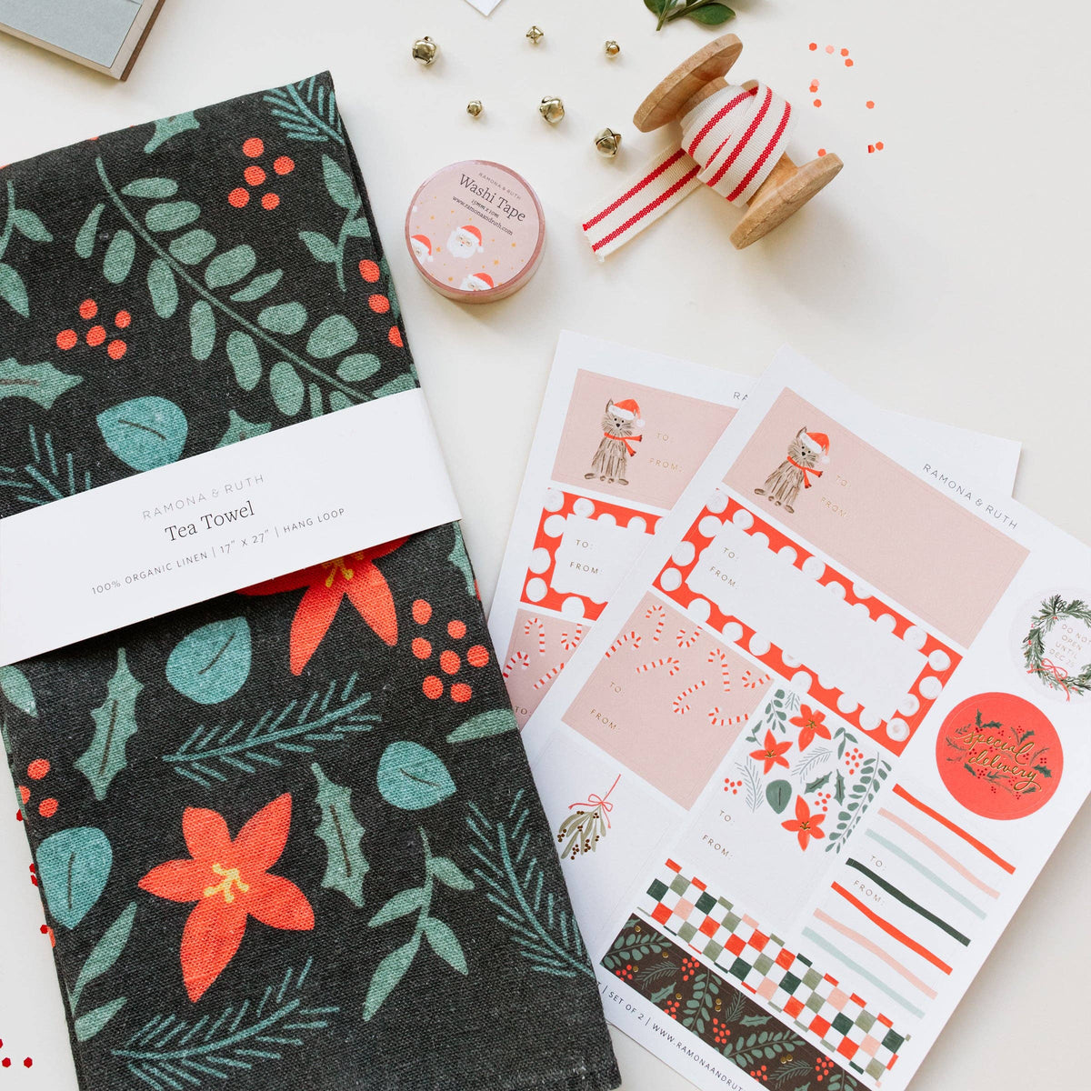 Ramona & Ruth - Holiday Gift Tag Sticker Sheet Set