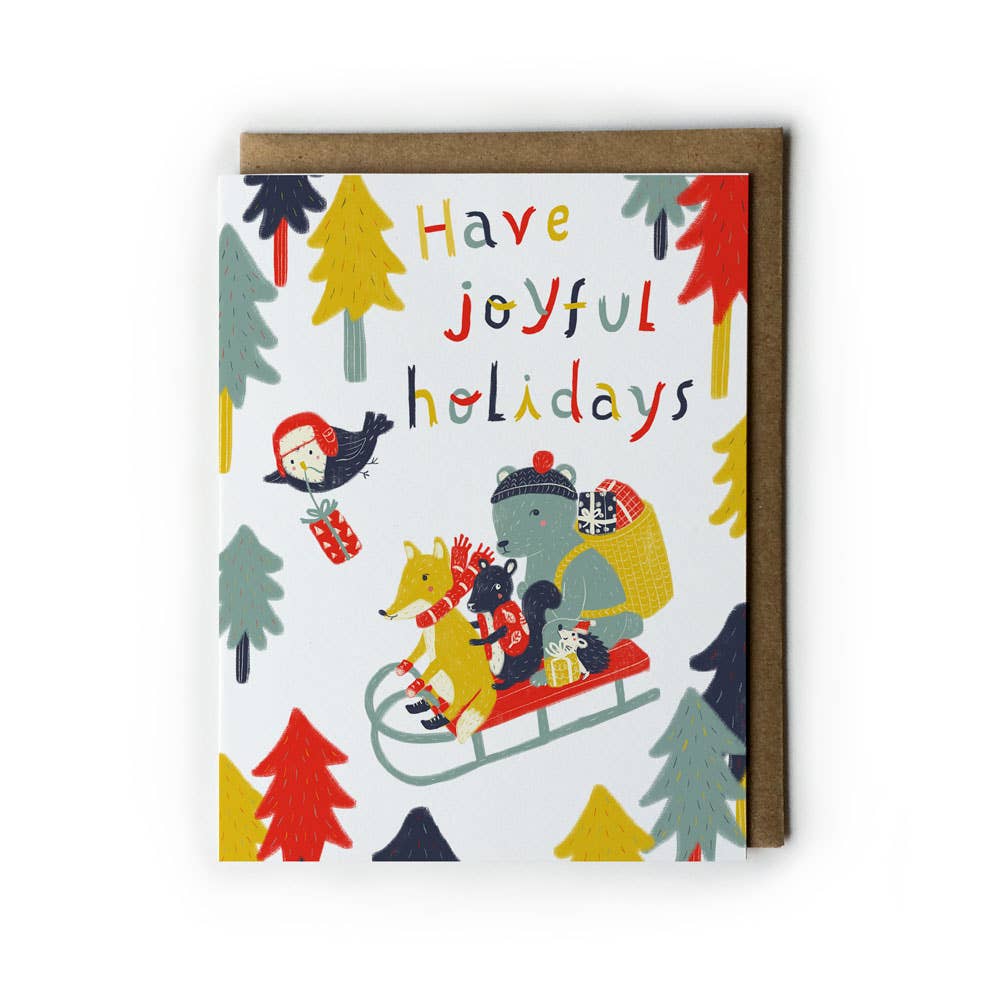 Honeyberry Studios - Joyful Woodland Animals Holiday Greeting Card