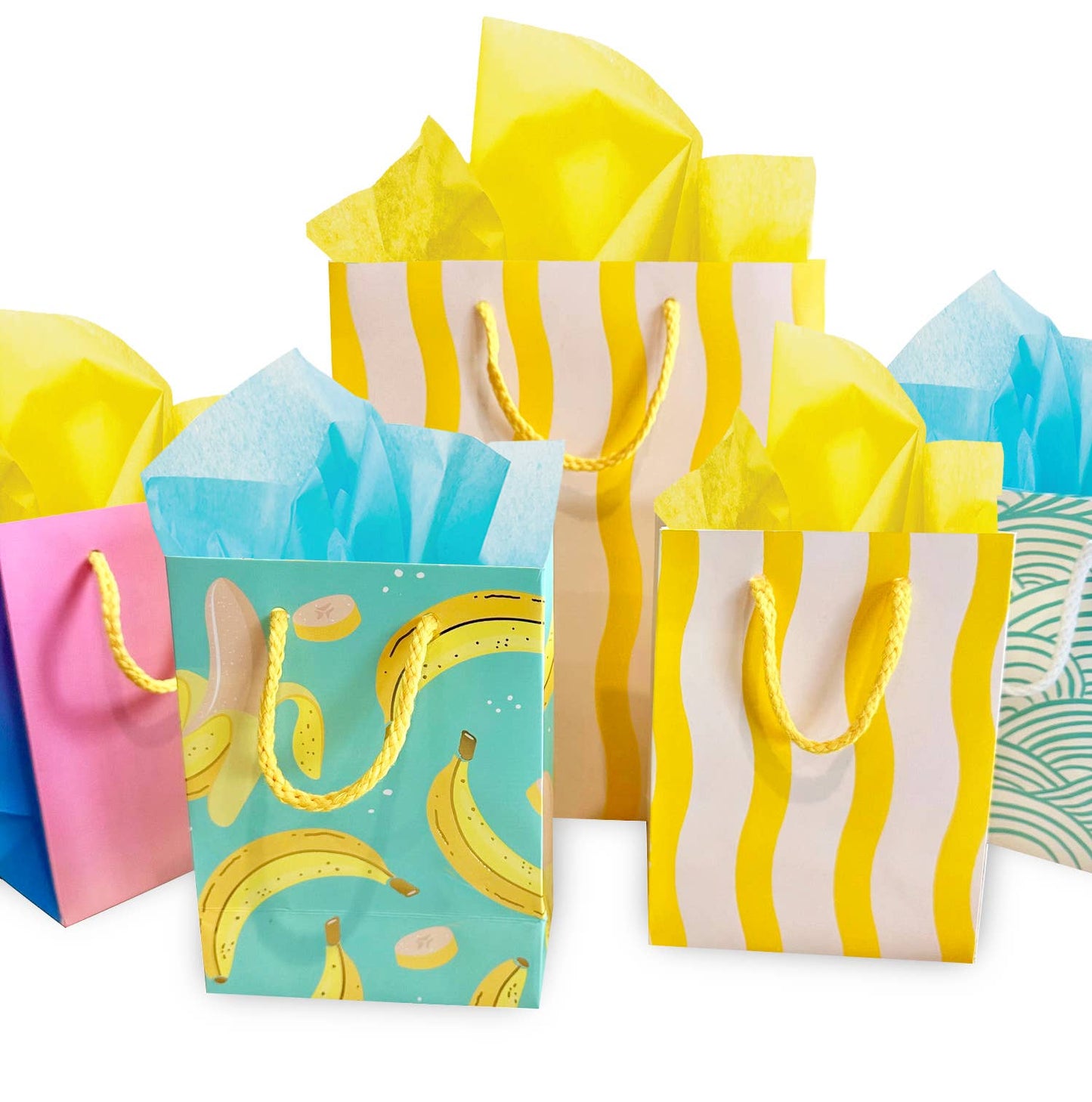 The Social Type - Yellow Fussy Stripe Gift Bag