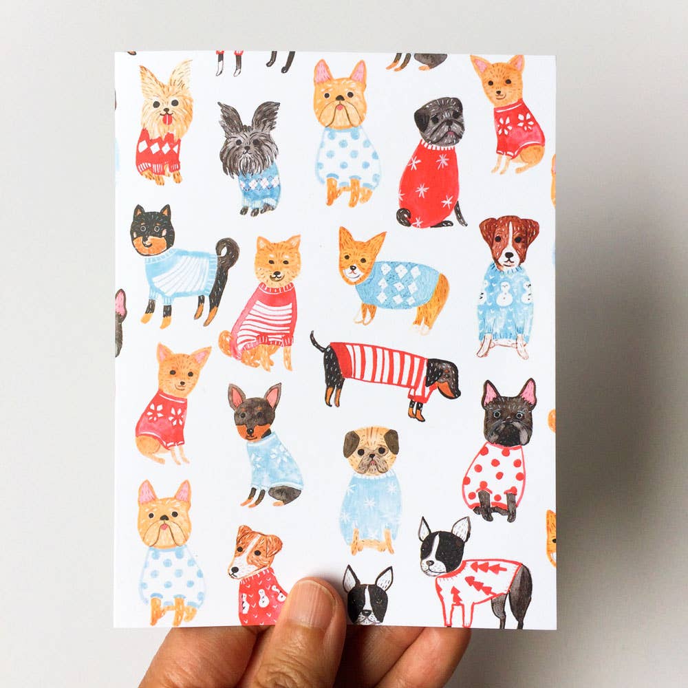 Honeyberry Studios - Dogs in Sweater Holiday Greeting Card