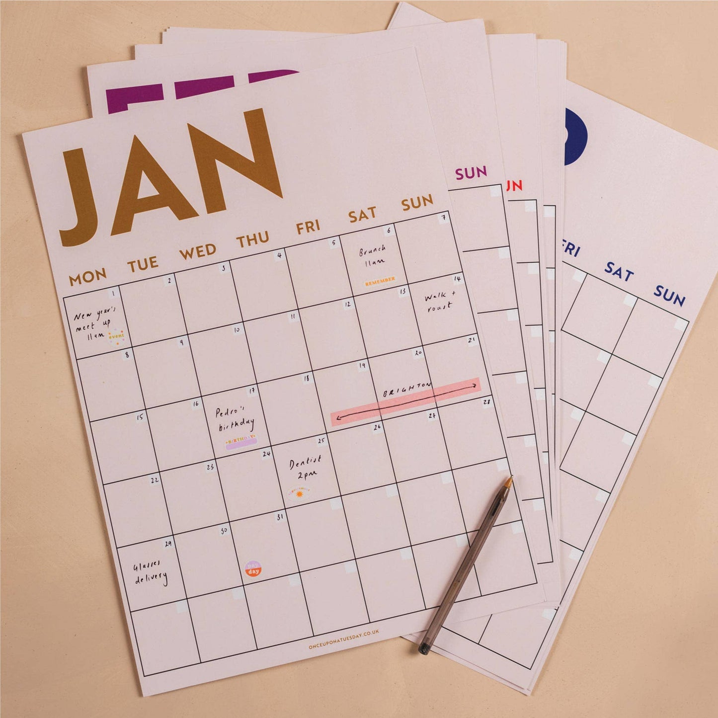 Good Tuesday (Once Upon a Tuesday) - Monthly Undated A3 Wall Planner | 12 Pages | Simply Bright