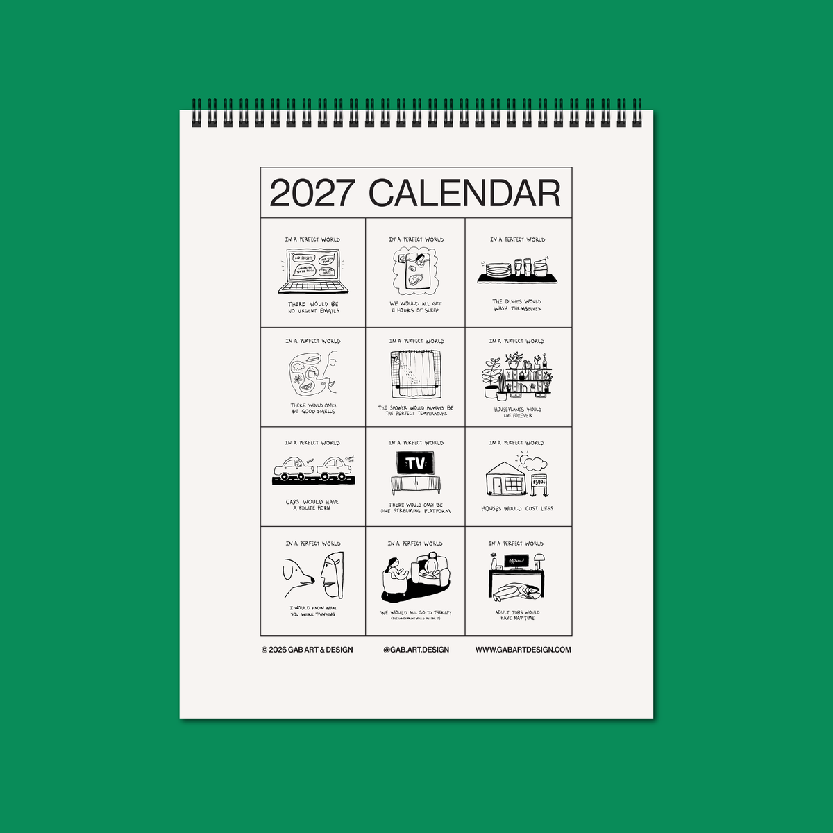 Gab Art & Design - 2027 illustrated wall calendar: in a perfect world