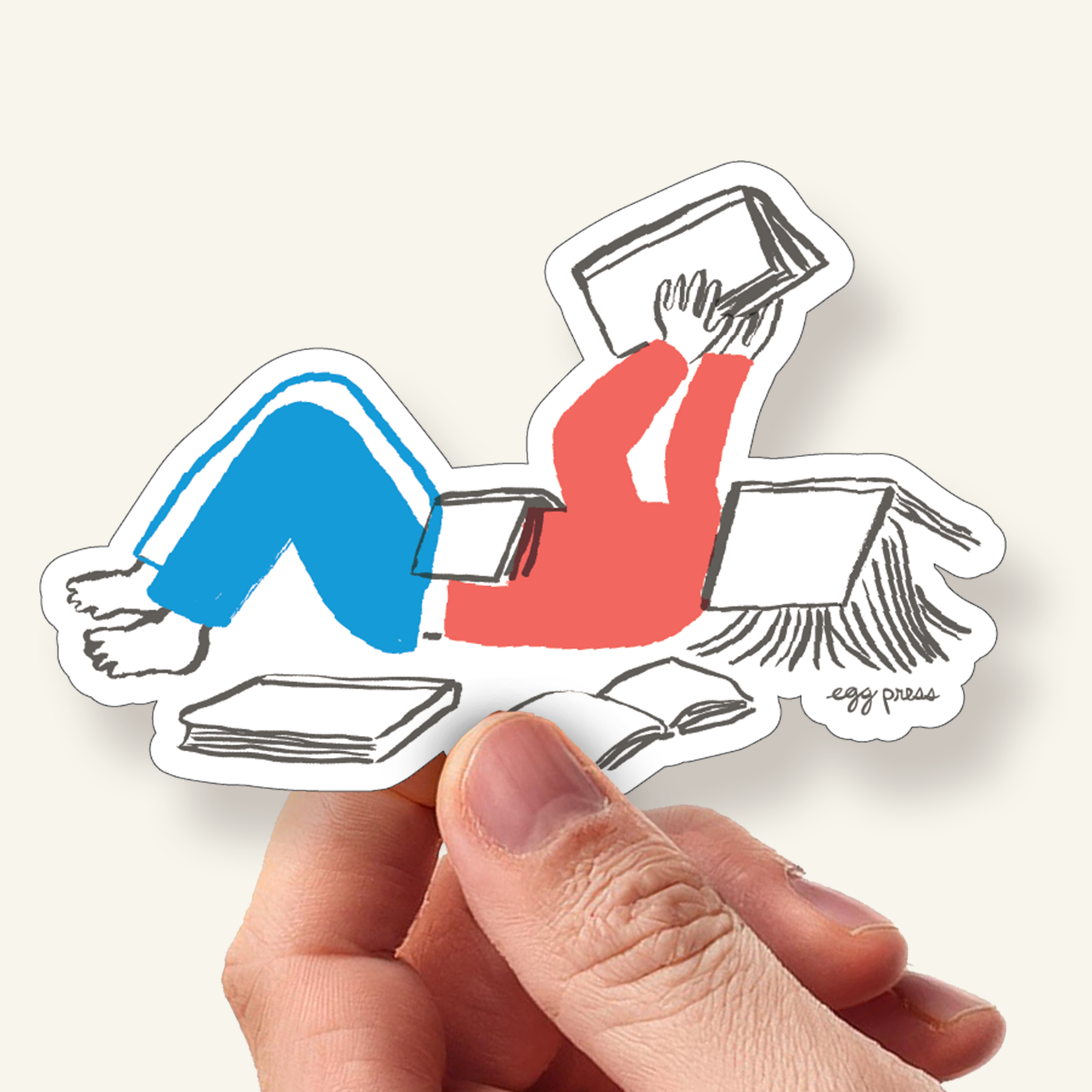 Egg Press - Book Lover Reader Vinyl Sticker