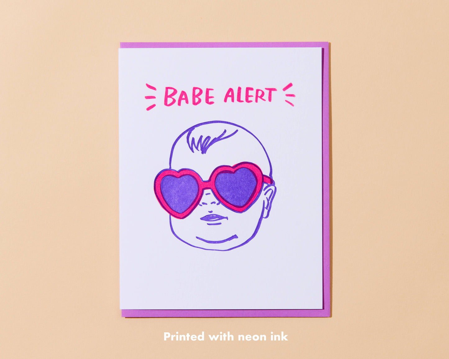 And Here We Are - Babe Alert Letterpress Greeting Card - New Baby, Baby shower- Made in USA