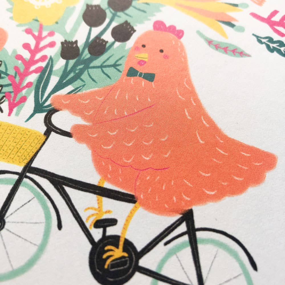 Honeyberry Studios - Chicken on Bicycle Birthday Greeting Card