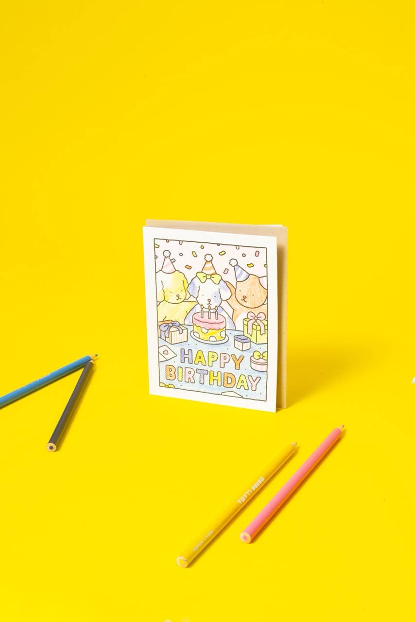 Bobbie Good - Happy Birthday Cake Party DIY Coloring Card