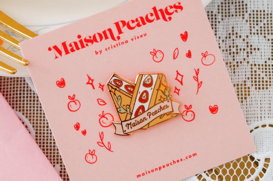 Maison Peaches - Cottage Core Enamel Pin Strawberry Cream Sandwich