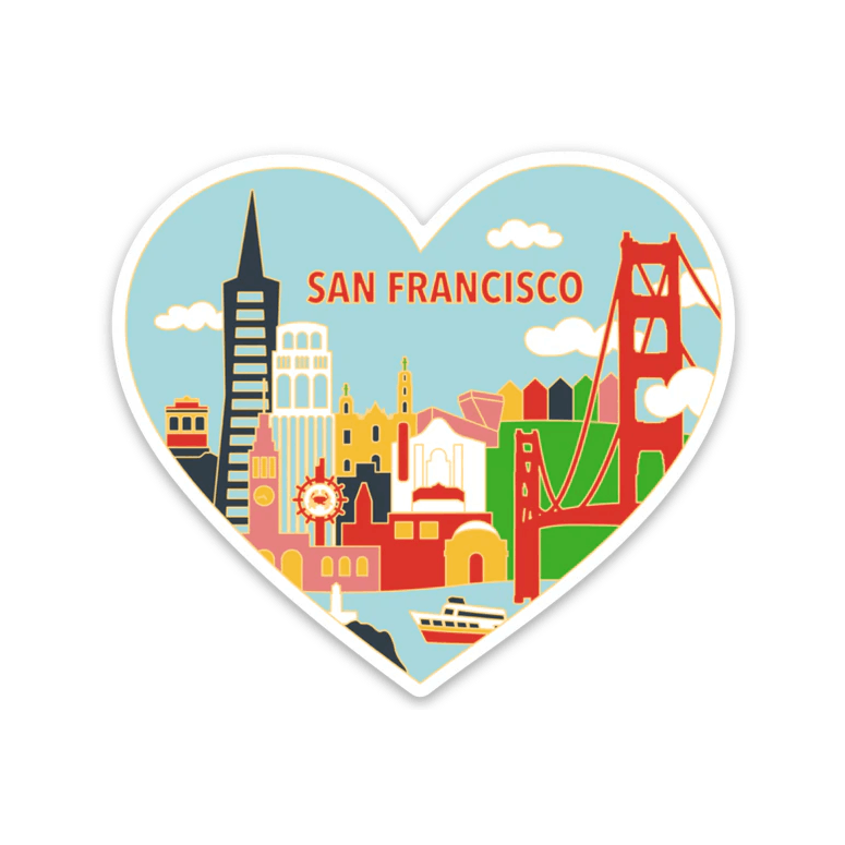 THE FOUND - San Francisco Skyline Heart Die Cut Sticker