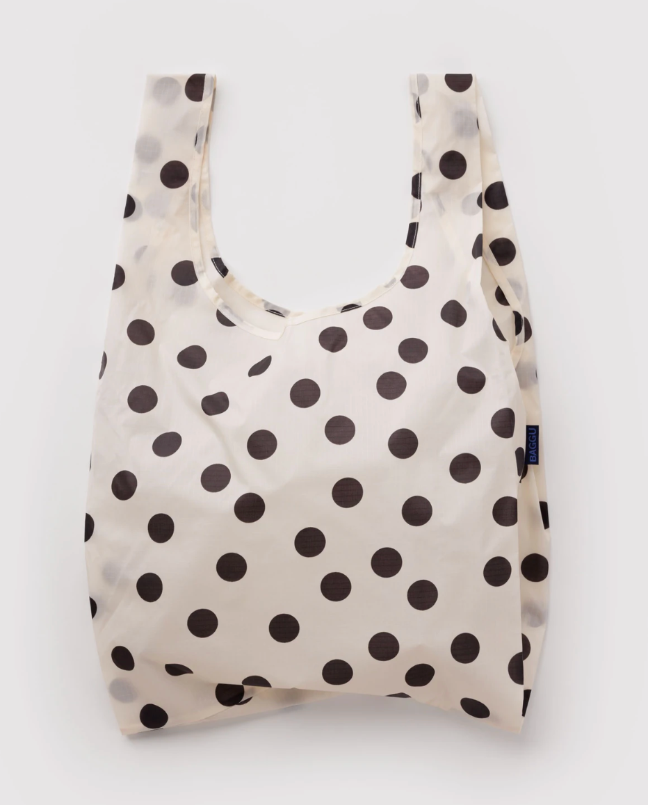 Standard Baggu - Cream and Black Polka Dot
