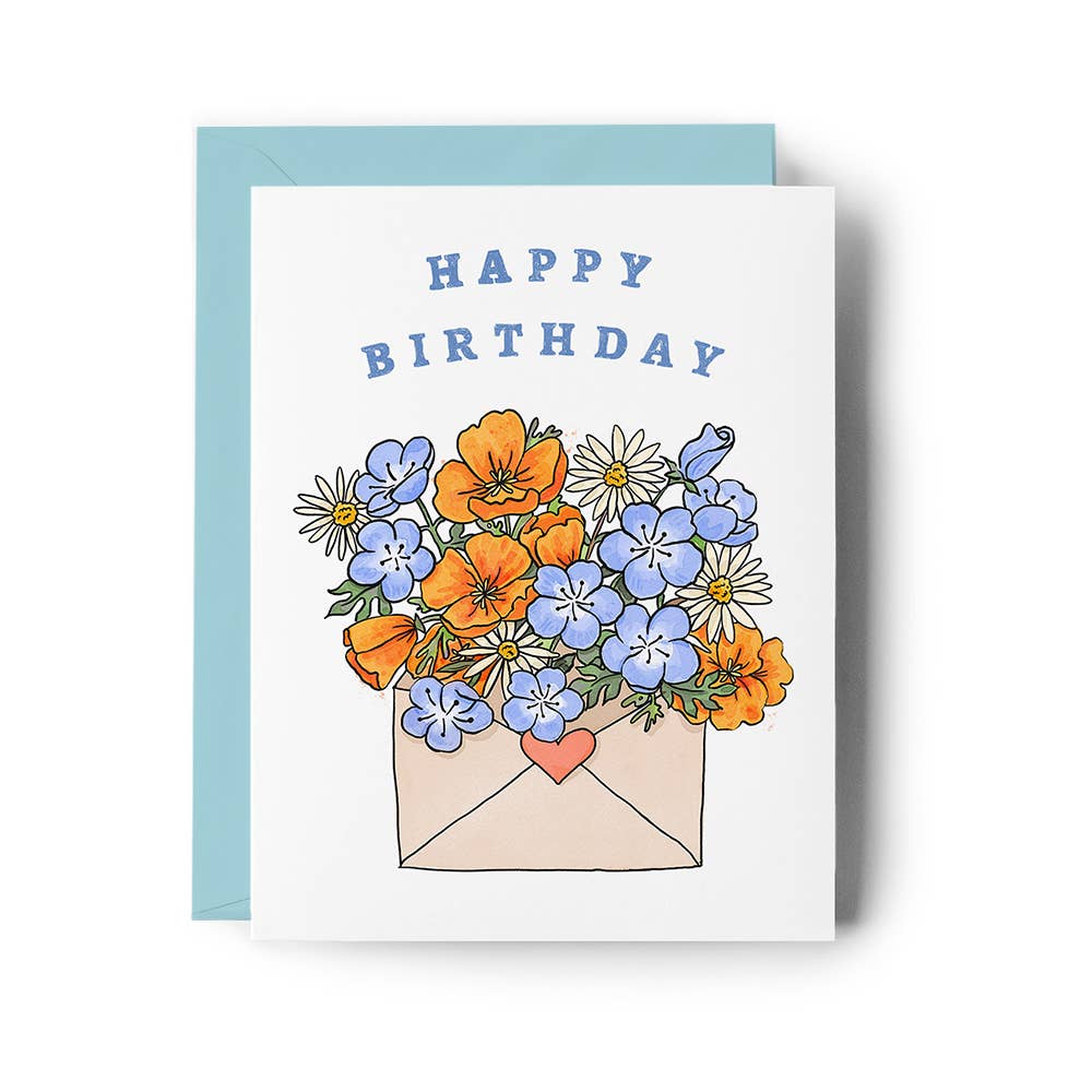 Brenna Daugherty Illustration - California Wildflowers Envelope Birthday Card
