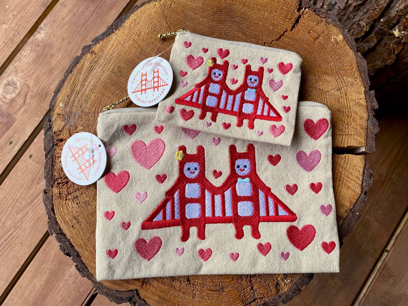 Tomoko Maruyama - Embroidered San Francisco Golden Gate Twins Pouch