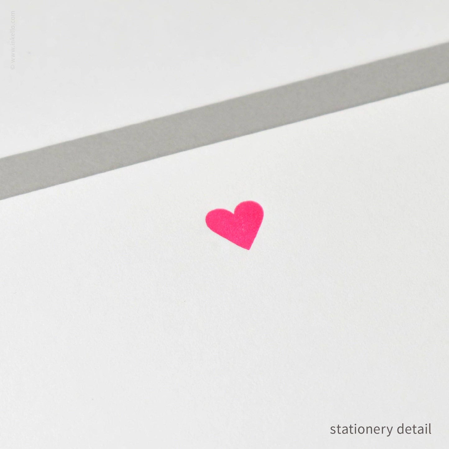 Inkello Letterpress - Stationery Set with Neon Pink Heart (#472)