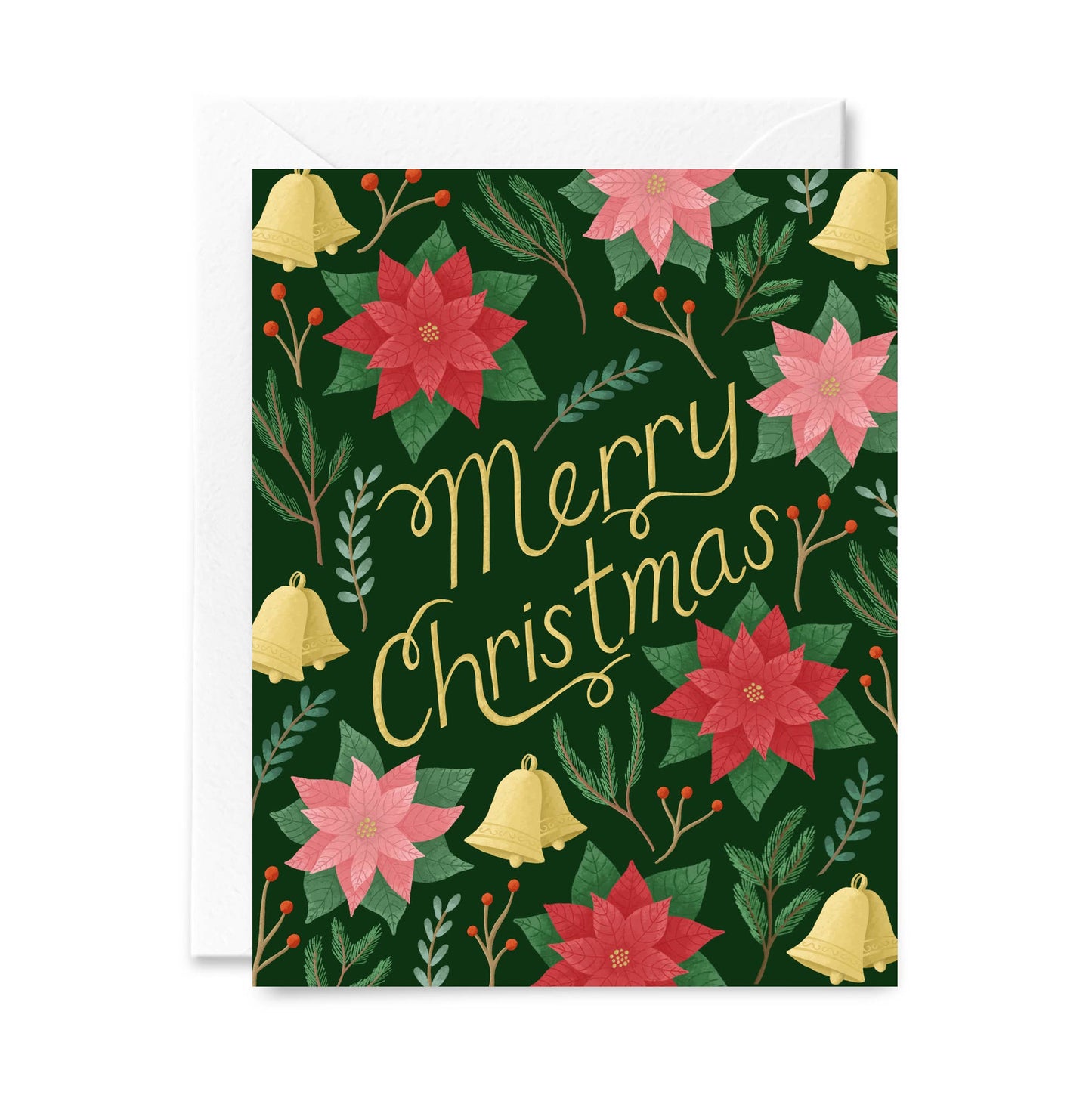 Courtney Beyer Design - Merry Christmas Poinsettia Holiday Card | Boxed Set of 8